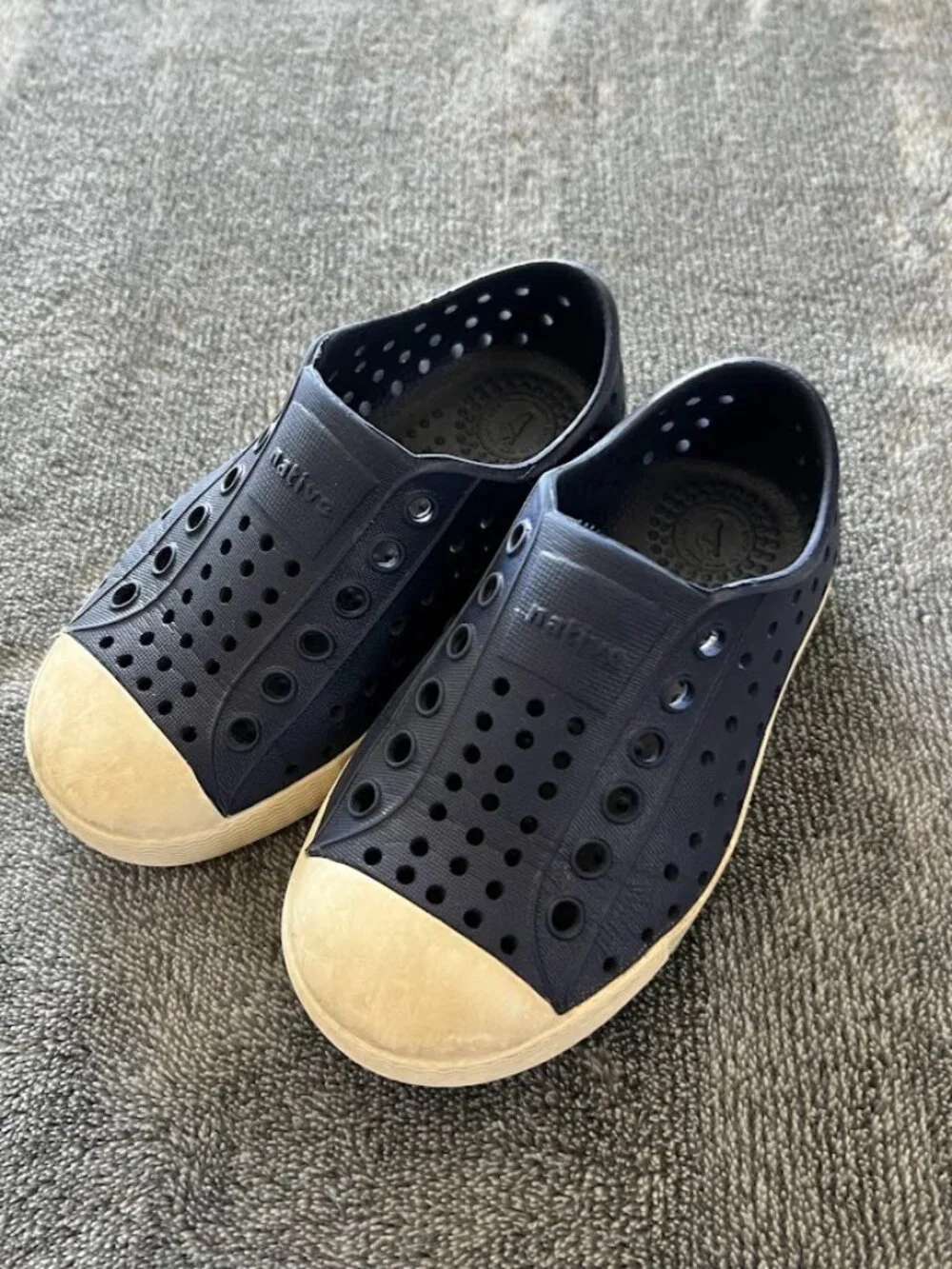 Native Jefferson Blue White Unisex Kids Slip-On Casual Round Toe Shoes Size C7
